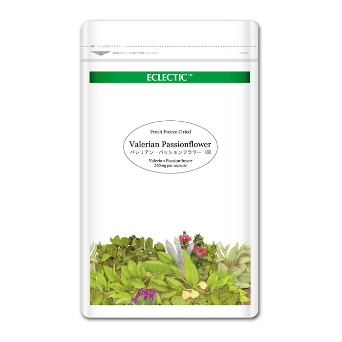 バレリアン・パッションフラワー ブレンド FFD 250mg 180カプセル Ecoパック ブレンドハーブサプリメント ECLECTIC エクレクティック
