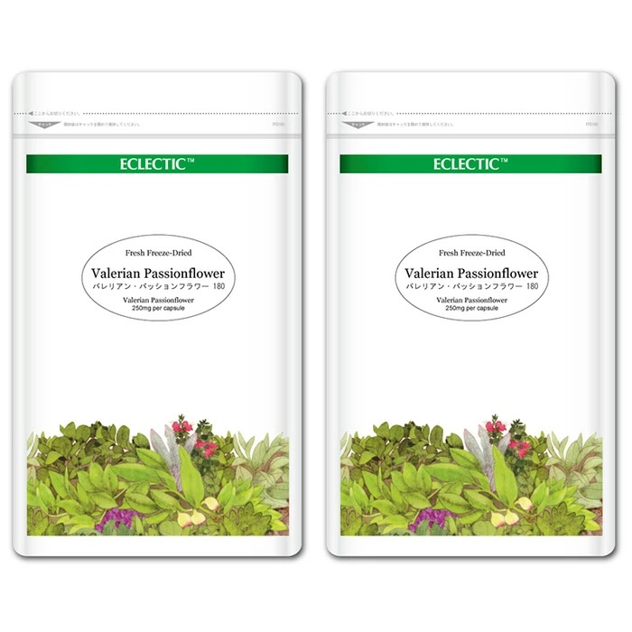 バレリアン・パッションフラワー ブレンド FFD 250mg 180カプセル Ecoパック 2個セット ブレンドハーブサプリメント ECLECTIC エクレクティック