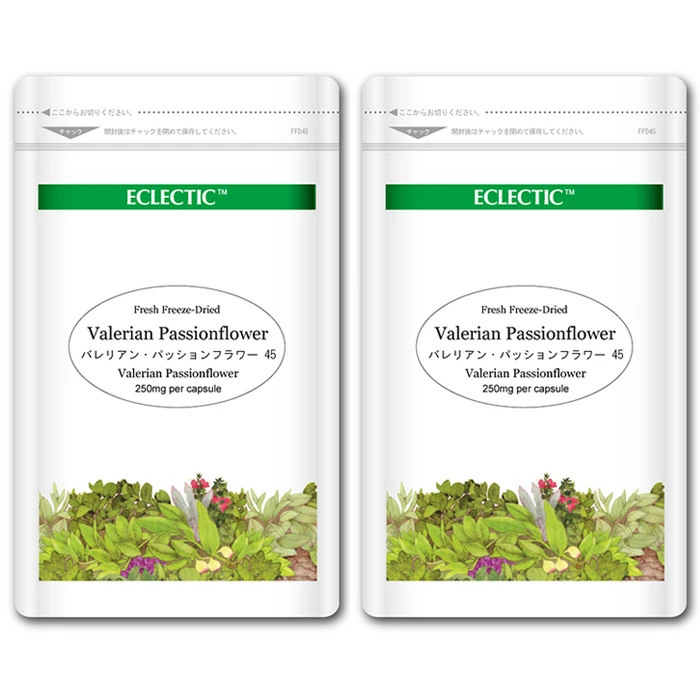 バレリアン・パッションフラワー ブレンド FFD 250mg 45カプセル Ecoパック 2個セット ブレンドハーブサプリメント ECLECTIC エクレクティック